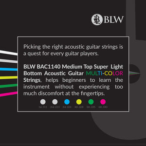 BAC1140 Colored Acoustic Guitar Strings .011-.040 Bronze